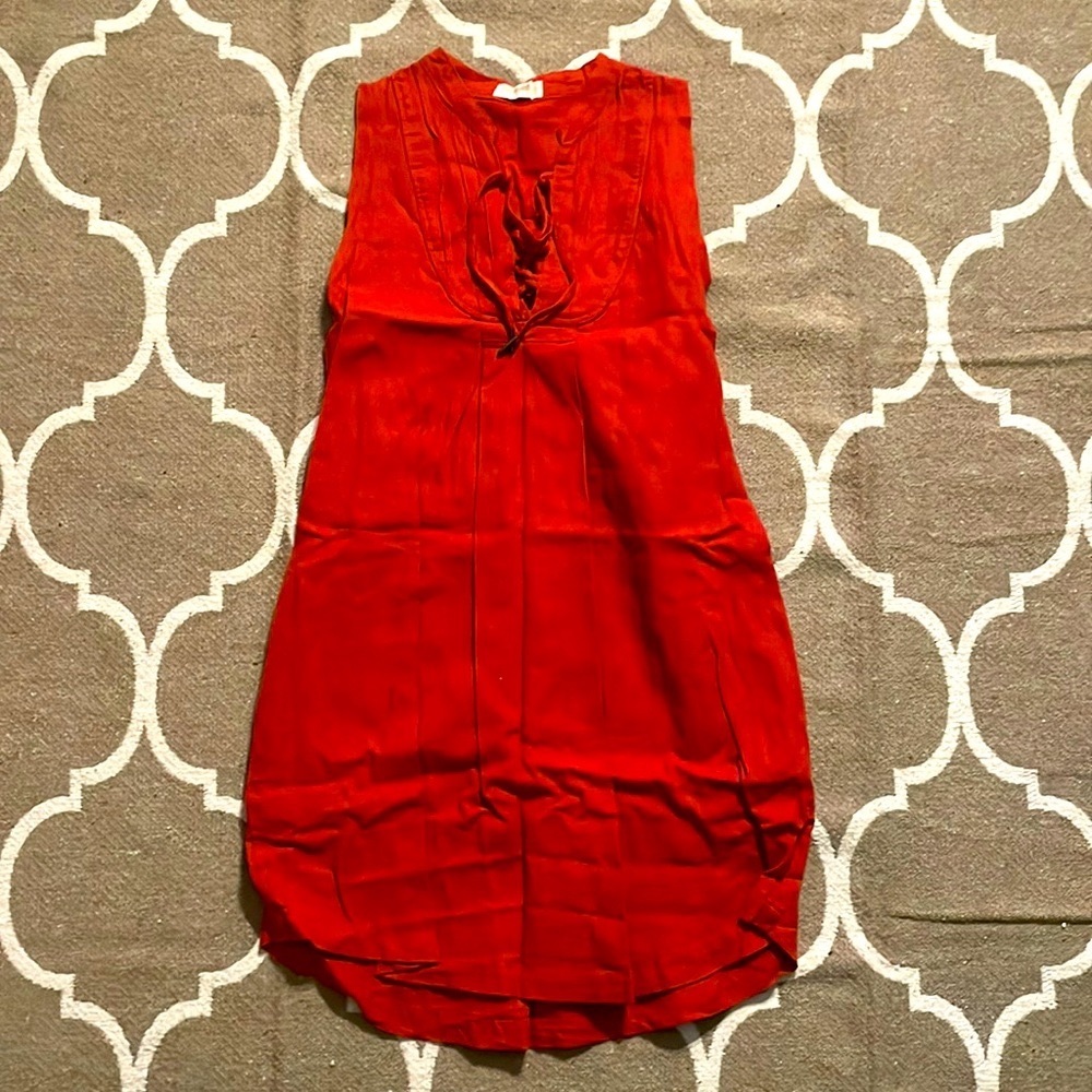 Burnt orange/red shift dress
